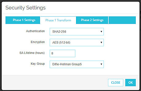 Screen shot of the Phase 1 Transform settings