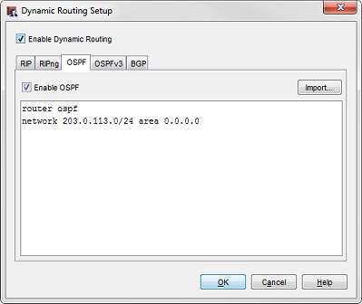 Screen shot of imported files in Dynamic Routing setup dialog box