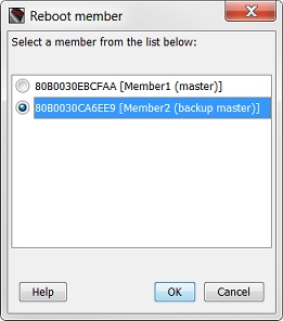 Screen shot of the Reboot member dialog box