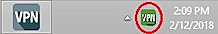 Icono del cliente Mobile VPN with IPSec en la captura de pantalla de la bandeja de sistema