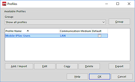 Screen shot of the Profile Settings dialog box