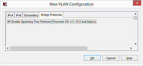 Screen shot of Spanning Tree settings in Policy Manager