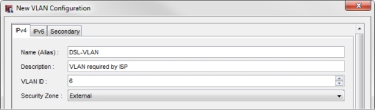 Screen shot of the New VLAN Configuration dialog box