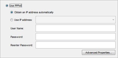 Screen shot of the Interface Settings dialog box, general PPPoE settings