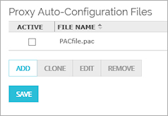 Página de Archivos de Configuración Automática de Proxy