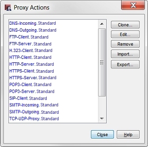 Screen shot of the Proxy Actions dialog box