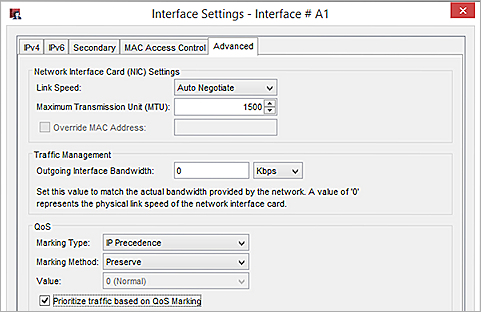 Cuadro de diálogo Configuración de la interfaz con la pestaña de Configuración avanzada seleccionada