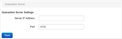 Screen shot of the Quarantine Server Settings page