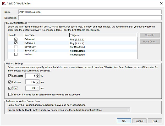 Screen shot of the SD-WAN configuration