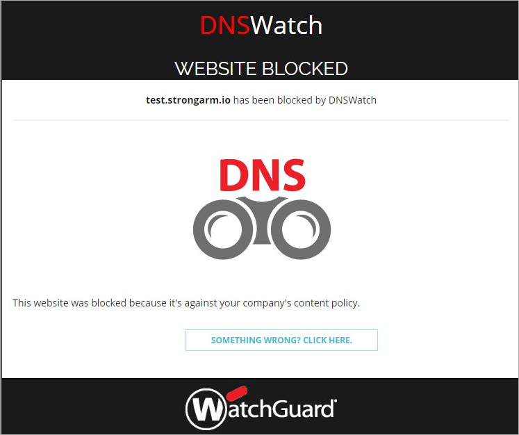 Página de Bloqueo de Contenido de DNSWatch