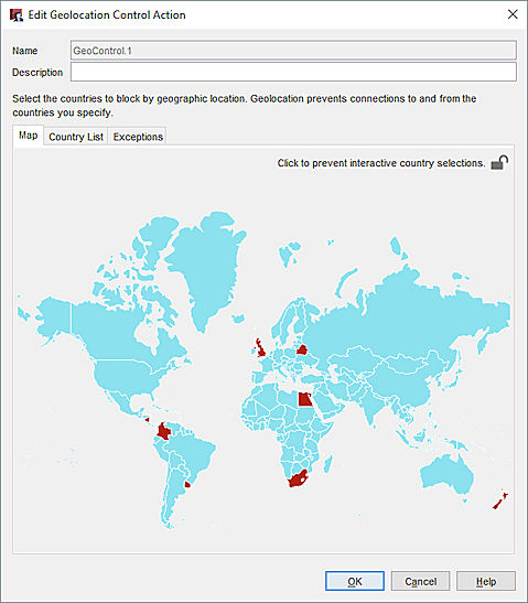 Screen shot of the Edit Geolocation Control Action, Map tab.