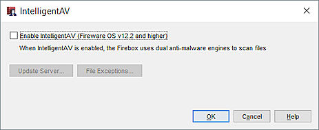 Screen shot of the IntelligentAV dialog box