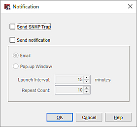 Screen shot of the Notification dialog box