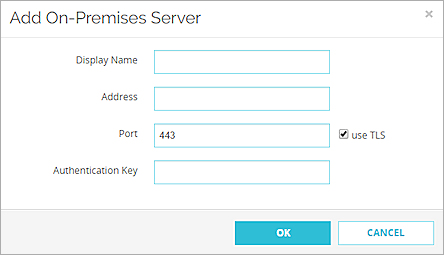 Screen shot of the Add On-Premises Server dialog box