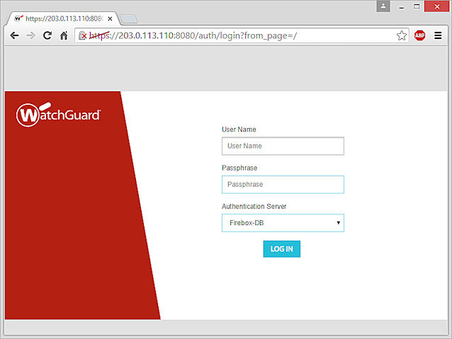 Screen shot of the Fireware XTM Web UI Login page