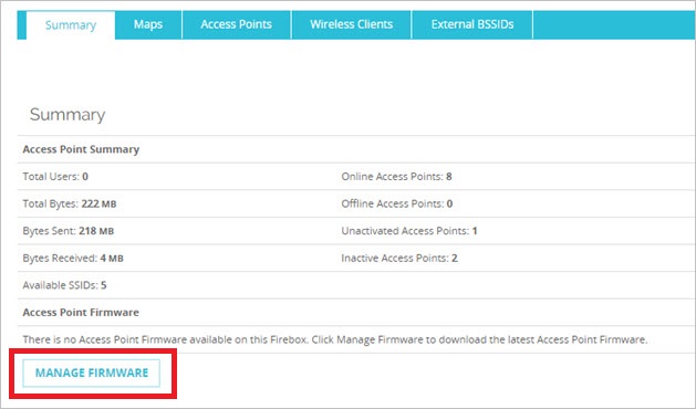 Screen shot of Gateway Wireless Controller Summary page