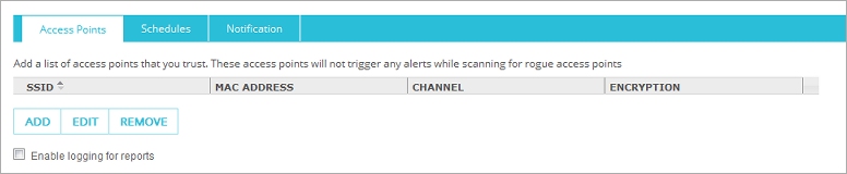 Screen shot of the Wireless Trusted Access Point configuration page