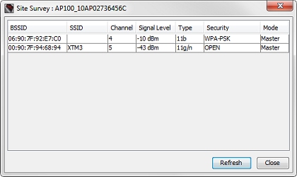 Screen shot of the Site Survey dialog box