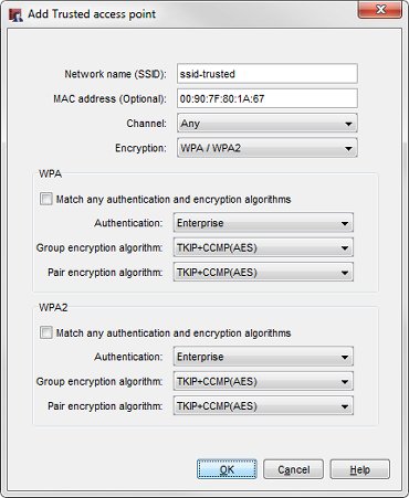 Screen shot of the Add Trusted Access Point dialog box