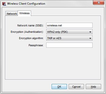 Configuración de Cliente inalámbrico, pestaña Inalámbrico