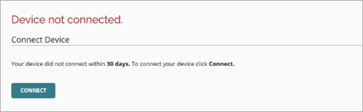 Screen shot of the Connect Device section for a Firebox that has an expired verification code