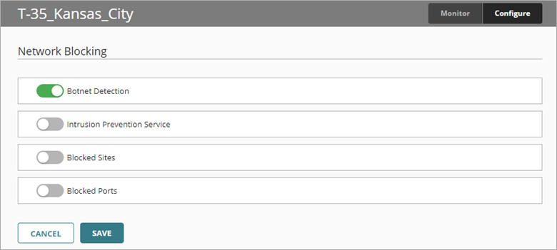 WatchGuard Cloud screen shot of Network Blocking option