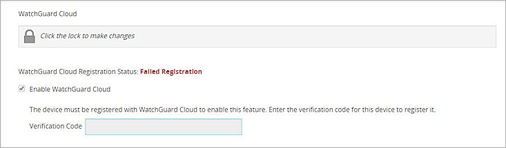 Screen shot of the WatchGuard Cloud page in Fireware Web UI