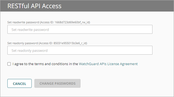 Screen shot of the Change Passwords page.