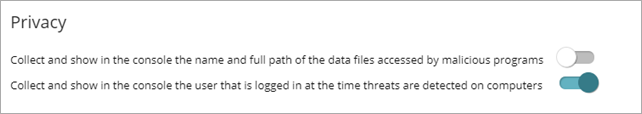Screen shot of WatchGuard Endpoint Security, Privacy settings
