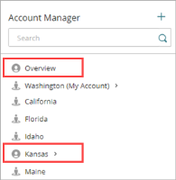 Screen shot of Account Manager with a tier-1 and tier-2 Service Provider account