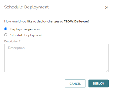 Screen shot of the Schedule Deployment settings