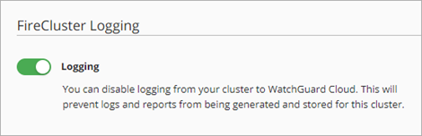Screen shot of the FireCluster logging section