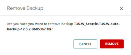 Screen shot of the Remove Backup dialog box