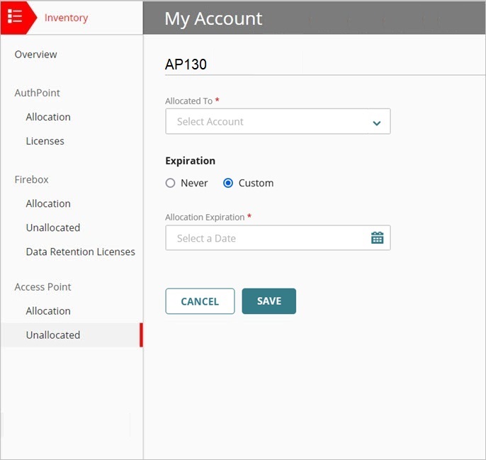 Screen shot of Access Point allocation