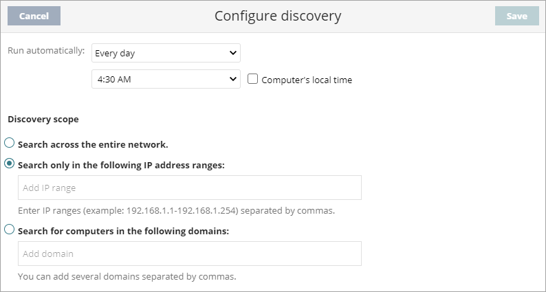 Configurer l'interface utilisateur de Discovery.