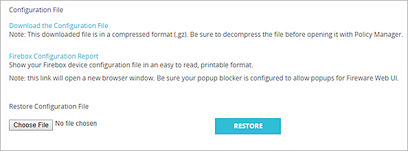 Capture d'écran de la page Fichier de Configuration