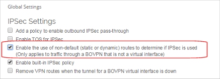 Capture d'écran de la page Paramètres VPN globaux, section Paramètres IPSec