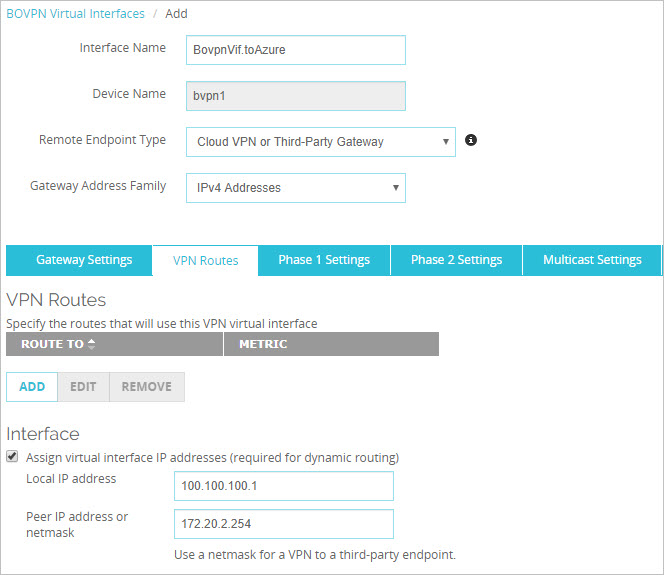 Capture d'écran de la configuration de l'adresse IP virtuelle