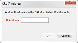 Capture d'écran de la boîte de dialogue Adresse IP CRL
