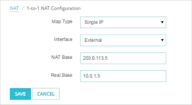 Capture d'écran des paramètres de configuration 1-to-1 NAT