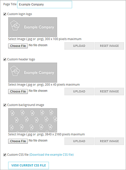 Capture d'écran de l'onglet Personnalisation avec des images personnalisées