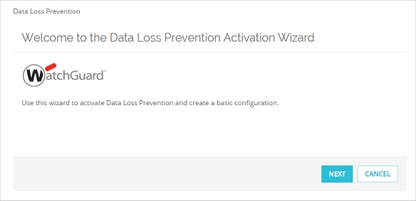 Capture d'écran de la page d'Accueil de l'Assistant Data Loss Prevention Wizard