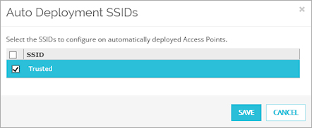 Capture d'écran de la boîte de dialogue SSID de déploiement automatique