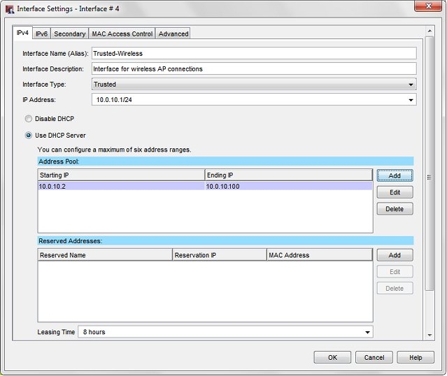 Capture d'écran de la boîte de dialogue Paramètres d'interface