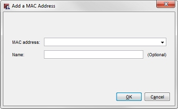 Capture d'écran de la boîte de dialogue Ajouter une adresse MAC