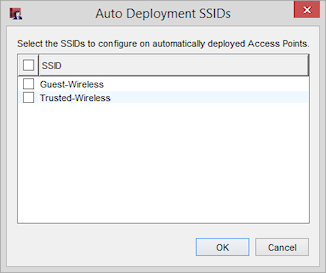 Capture d'écran de la boîte de dialogue SSID de déploiement automatique