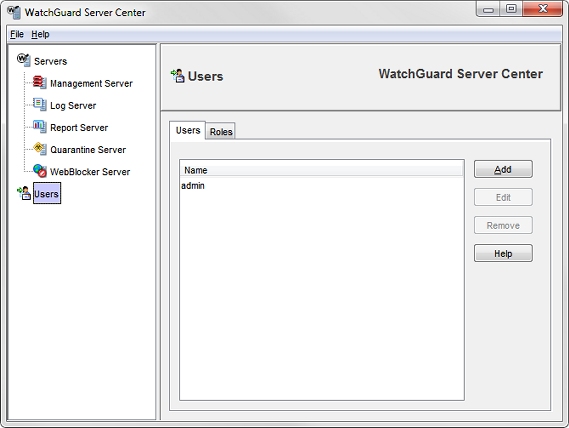 WatchGuard Server Center — Page Utilisateurs