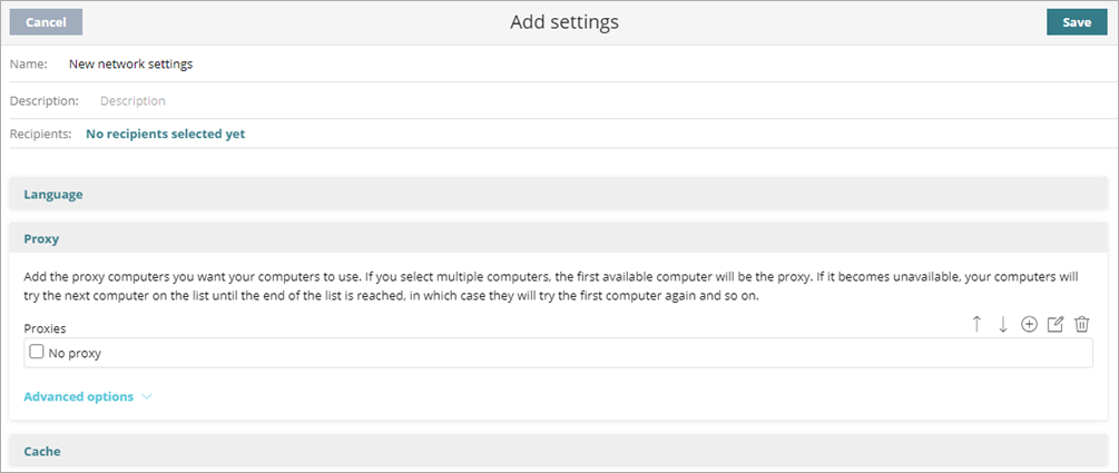 Screen shot of WatchGuard Endpoint Security, Add proxy settings