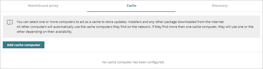 Screen shot of WatchGuard Endpoint Security, Cache computer