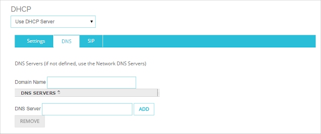 Capture d'écran des paramètres de serveur DHCP, onglet DNS